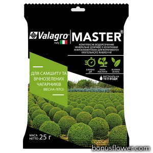 Удобрение Master для самшита и вечнозеленых кустарников, 25 г, Valagro