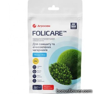 Добриво для самшиту та вічнозелених чагарників Весна-Літо, Yara Folicare, 180 г