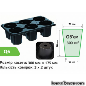 Касета для розсади Q 6, 6 комірок, Agreen