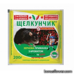 Родентицид Лускунчик зерно червоно-зелене МІКС 200 г