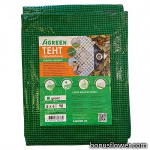 Тент 90 г/м2 5м*6м зелений, армований, Agreen